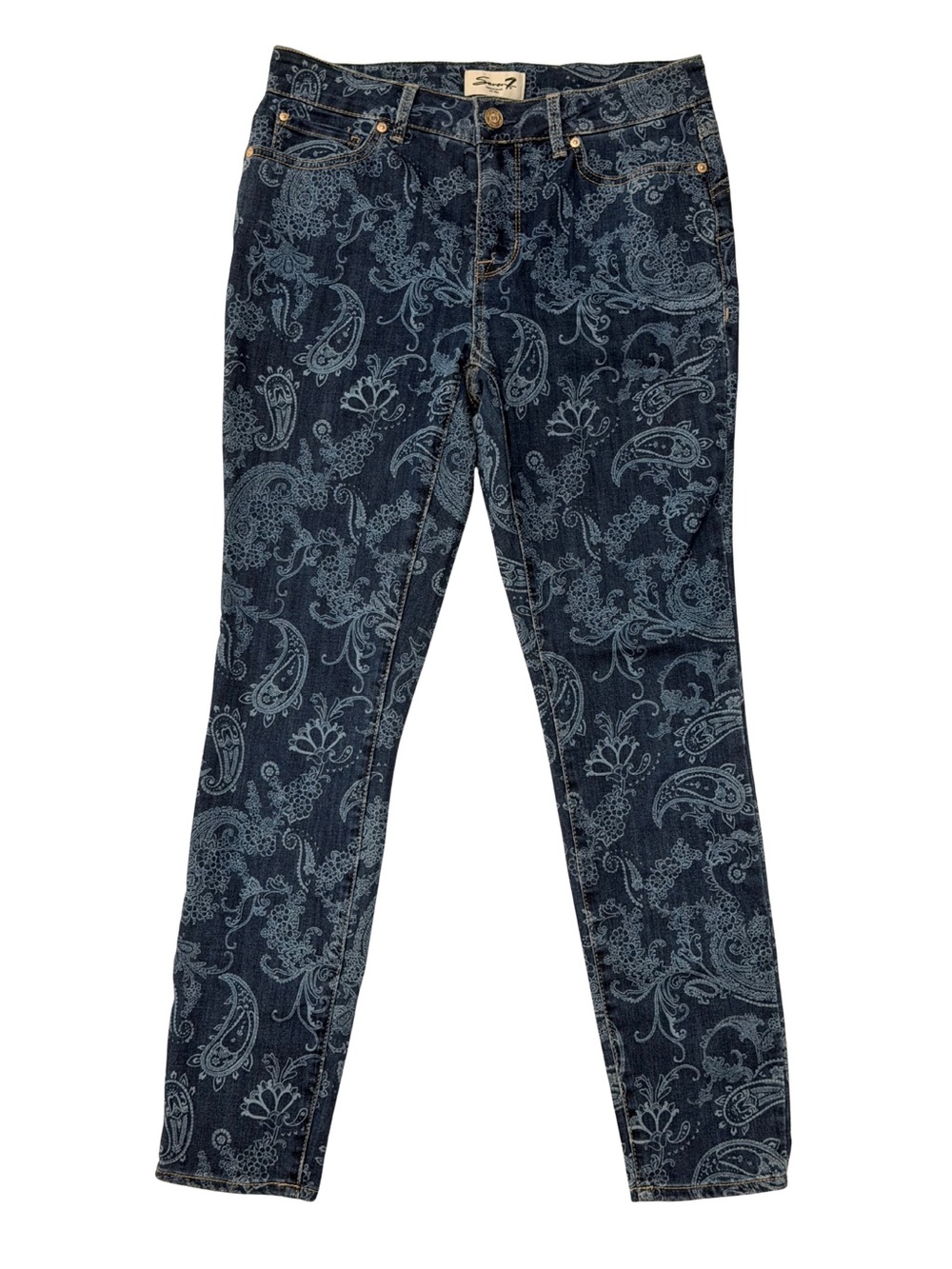 Seven7 Skinny Paisley Print Jeans - Dark Blue women’s 4